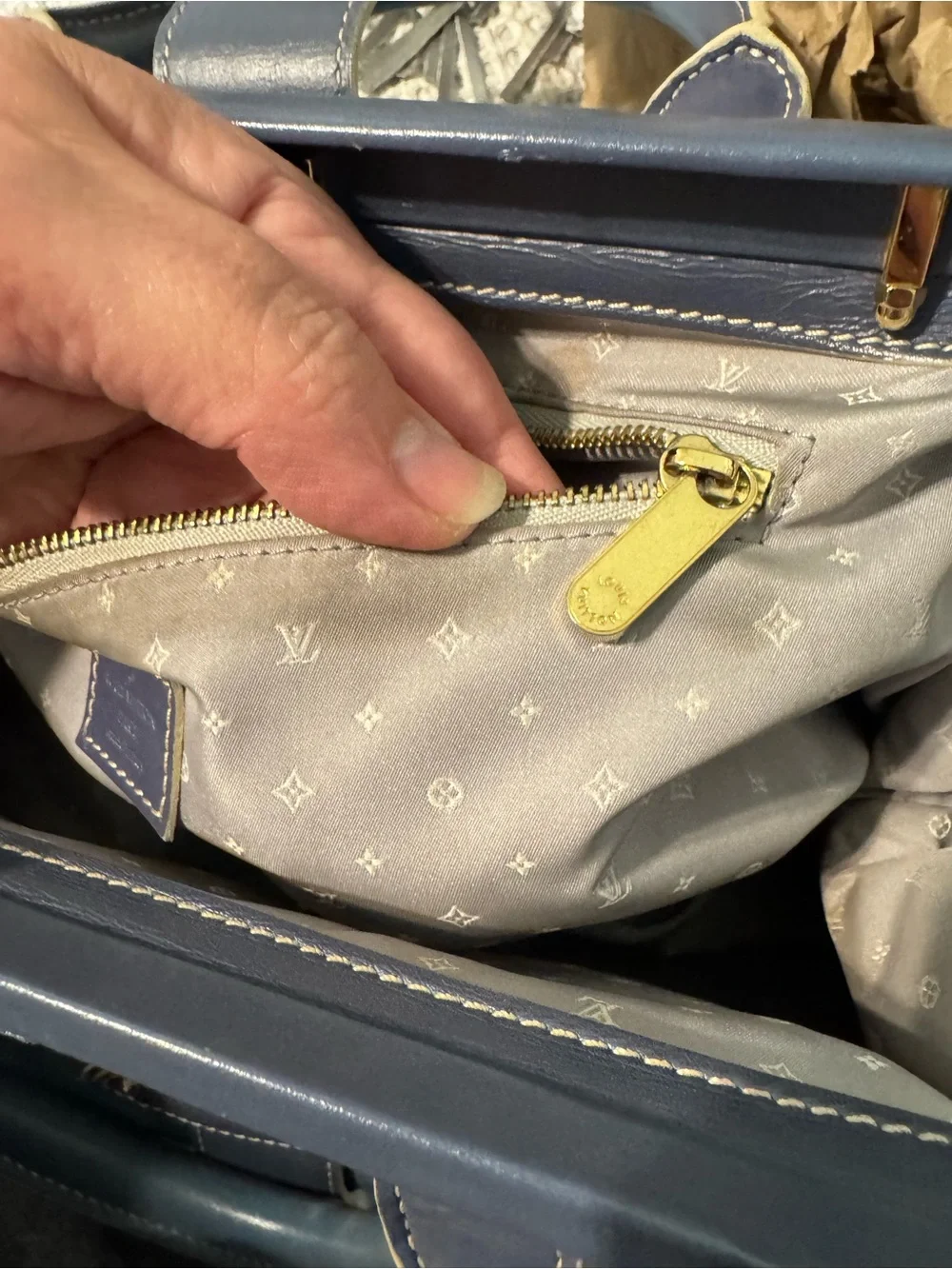LV Vintage Blue Suhali Leather L’Ingenieux PM Satchel with COA